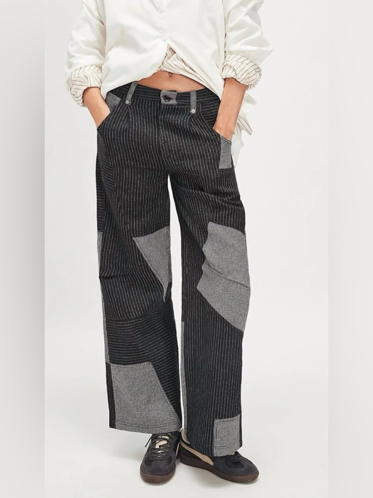 Free People This Or That Patchwork Wide Leg Pants